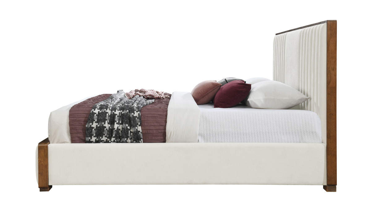 Jennifer Taylor Home Mia Channel Tufted Upholstered Platform Bed King Chenille Beige