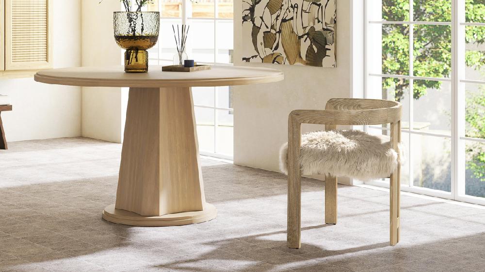 Jennifer Taylor Home Millwick 21" Low Back Genuine Fur Dining Chair Natural Blonde