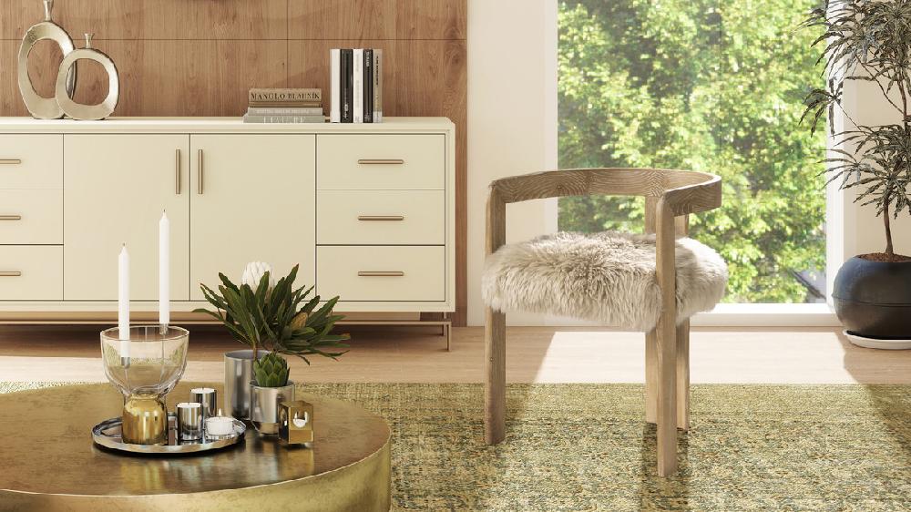 Jennifer Taylor Home Millwick 21" Low Back Genuine Fur Dining Chair Natural Blonde