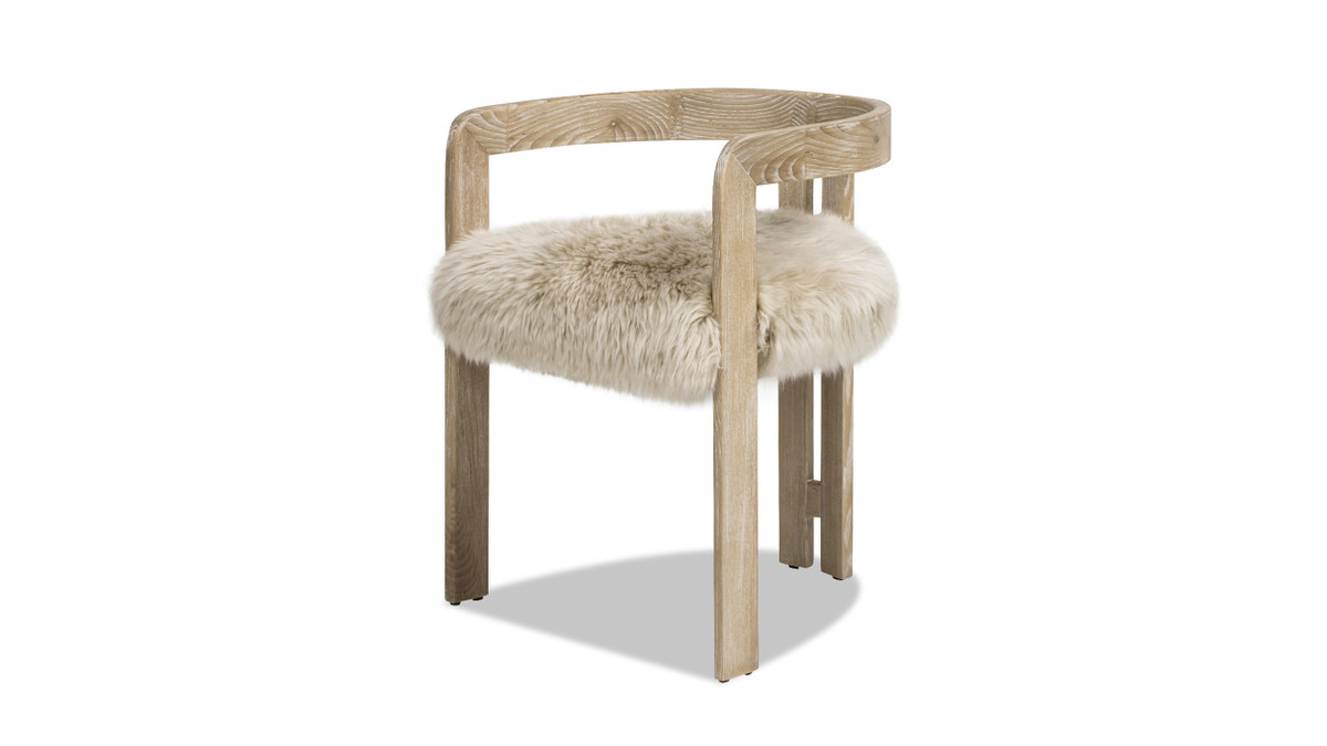 jennifer taylor home Millwick 21" Low Back Genuine Fur Dining Chair Natural Blonde