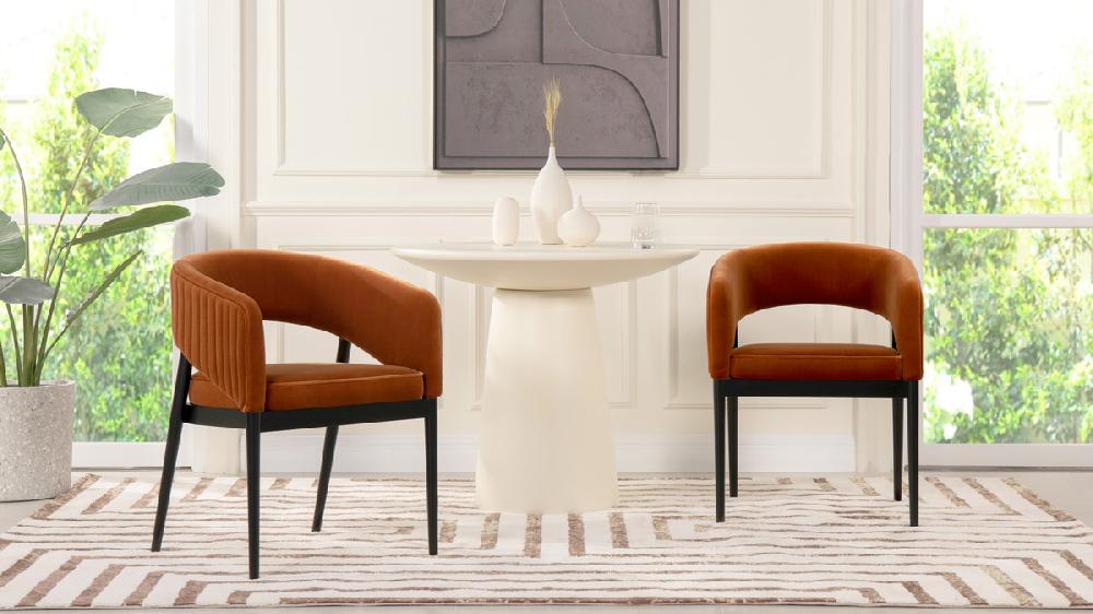 Jennifer Taylor Home Mirah Modern Open Barrel Dining Chair Burnt Orange