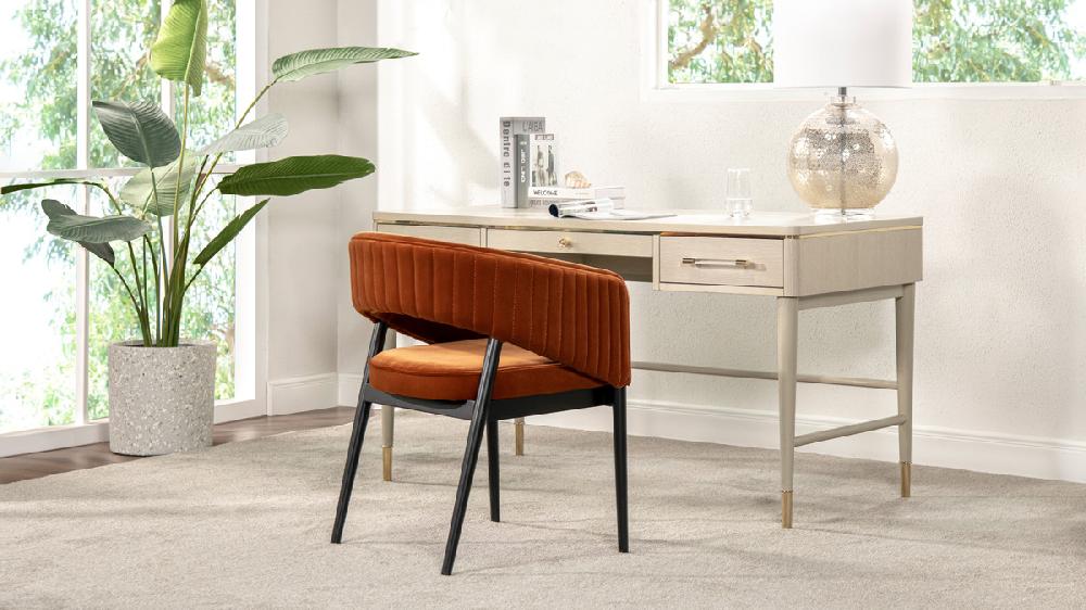 Jennifer Taylor Home Mirah Modern Open Barrel Dining Chair Burnt Orange