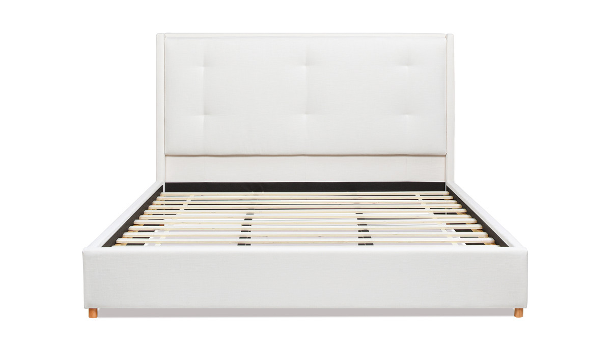 Jennifer Taylor Home Miramar King Cushion-Back Headboard Platform Bed Frame Antique White