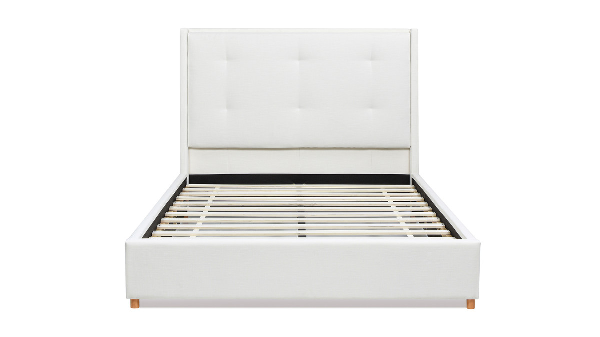 Jennifer Taylor Home Miramar Queen Cushion-Back Headboard Platform Bed Frame Antique White