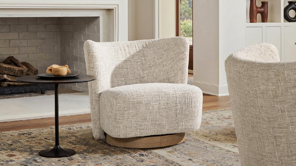 Jennifer Taylor Home Miranda 30" Armless Swivel Accent Chair Natural Gray