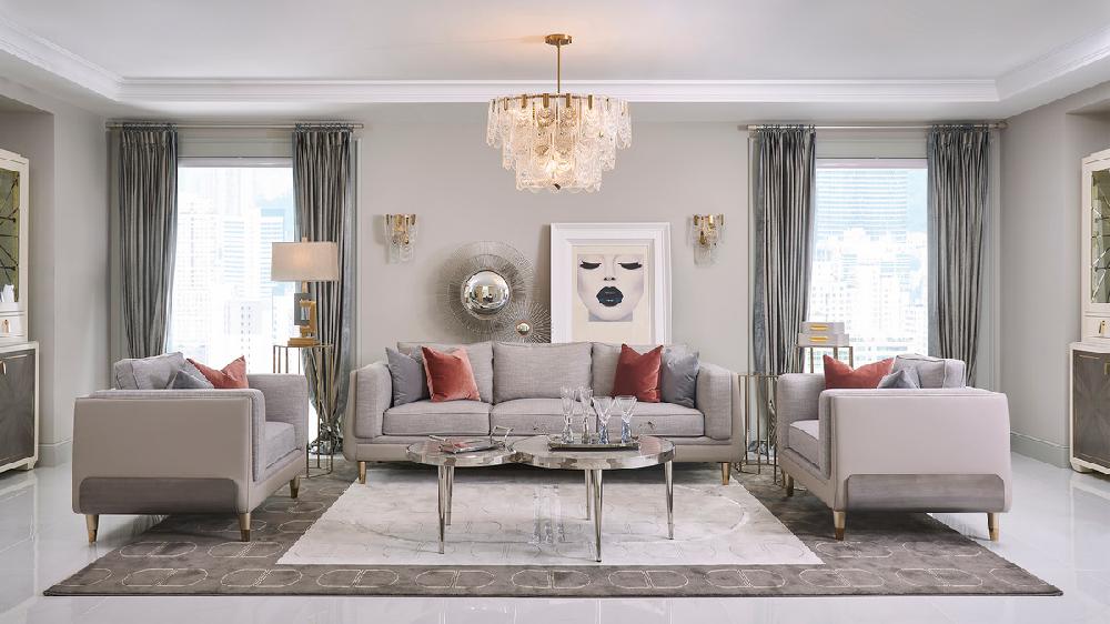 Jennifer Taylor Home Mithril 51" Abstract Round Resin Coffee Table Polished Silver Stainless Steel