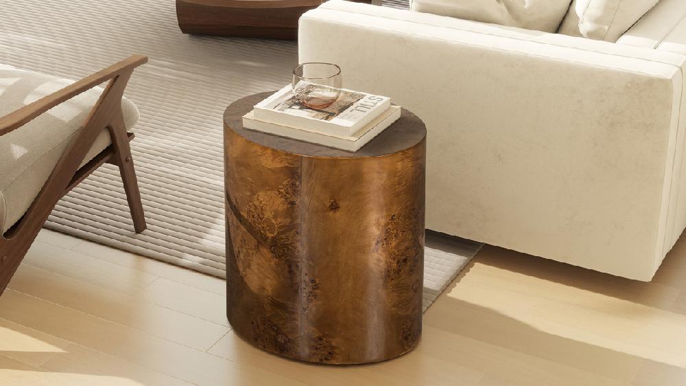 Jennifer Taylor Home Nebula 20" Accent Oval Pillar Side Table Medium Brown Walnut