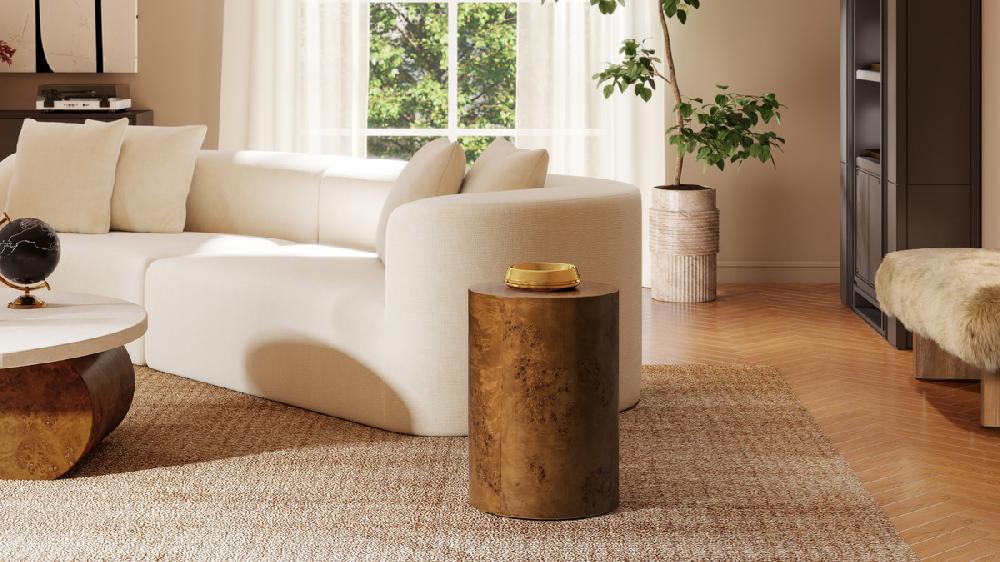 Jennifer Taylor Home Nebula 22" Accent Pillar Side Table Medium Brown Walnut