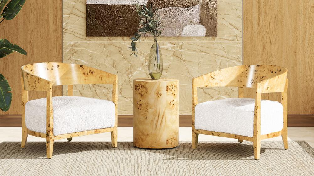 Jennifer Taylor Home Nebula 22" Burl Wood Accent Pillar Side Table Warm Natural Brown