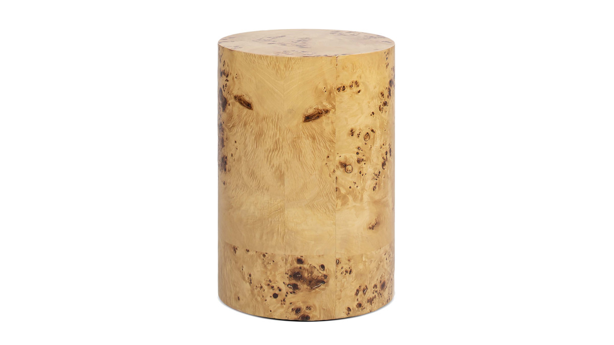 Jennifer Taylor Home Nebula 22" Burl Wood Accent Pillar Side Table Warm Natural Brown