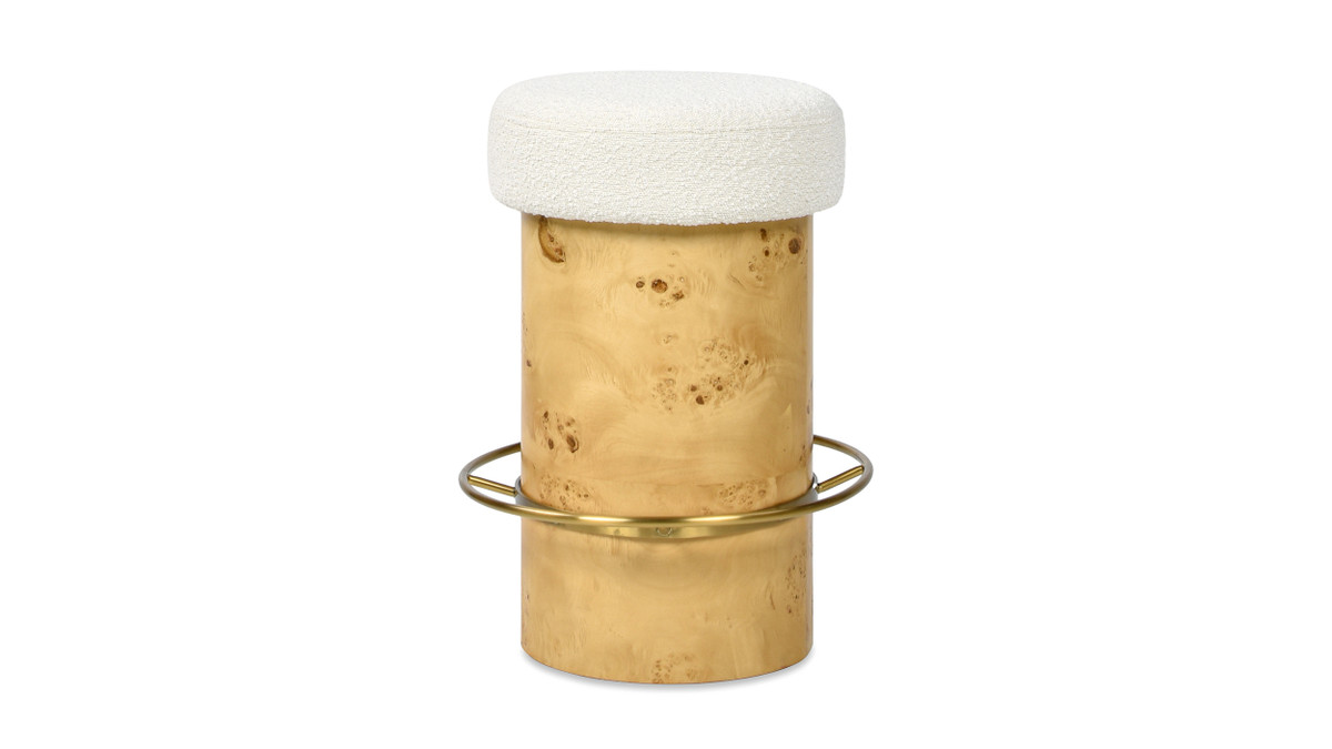 jennifer taylor home Nebula 26" Backless Round Upholstered Counter Stool with Burl Wood Ivory White Bouclé jennifer taylor home Nebula 26" Backless Round Upholstered Counter Stool with Burl Wood Ivory White Bouclé