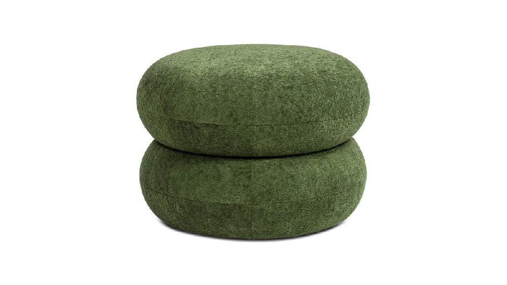 Jennifer Taylor Home Nest 19.5" Low Round Upholstered Ottoman Moss Green