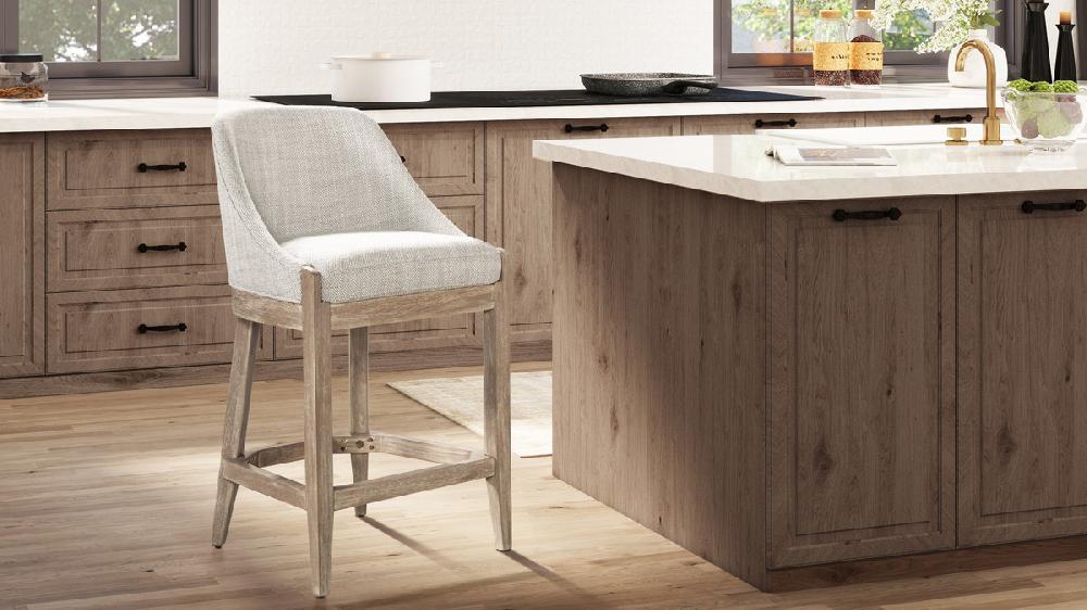 Jennifer Taylor Home Newport 26.5" Coastal Curved Back Upholstered Counter Stool Two-Tone Neutral Gray