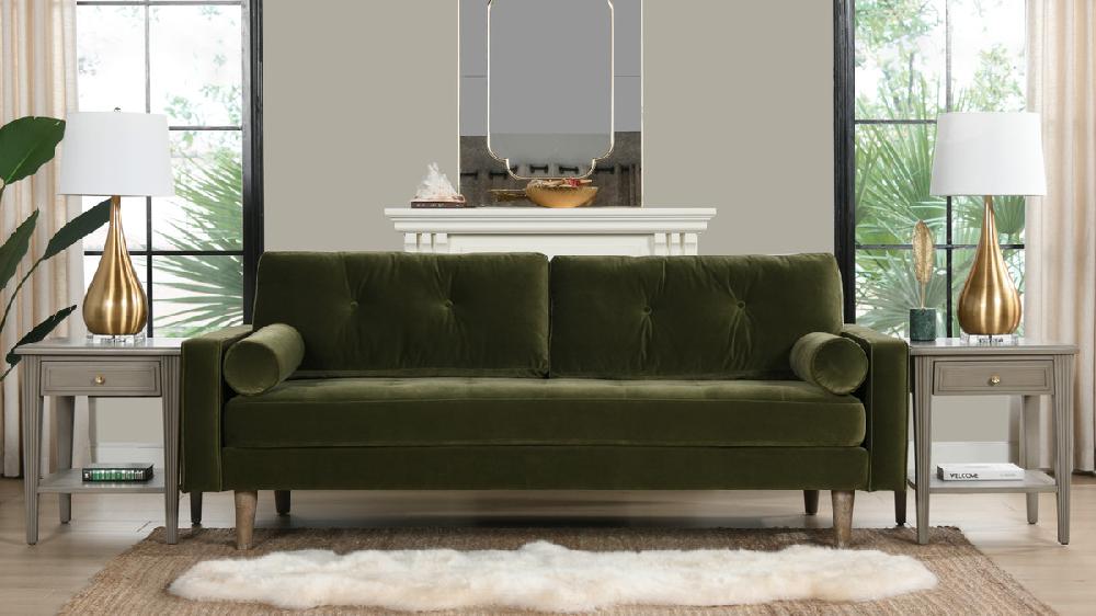 Jennifer Taylor Home Nicholas 83.5" Mid-Century Modern Sofa Olive Green