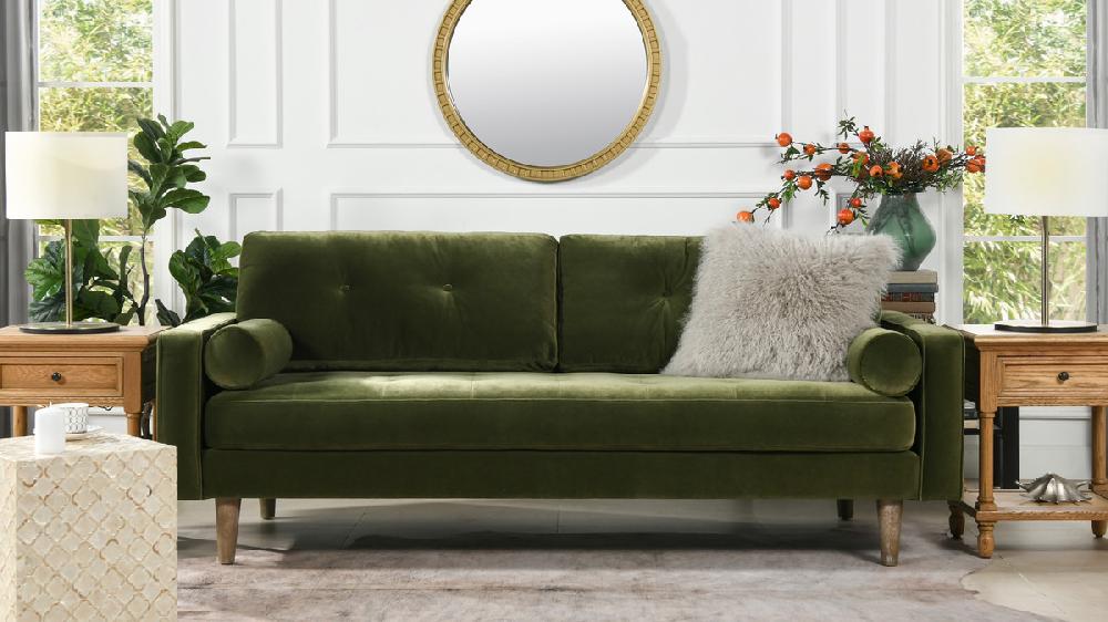 Jennifer Taylor Home Nicholas 83.5" Mid-Century Modern Sofa Olive Green