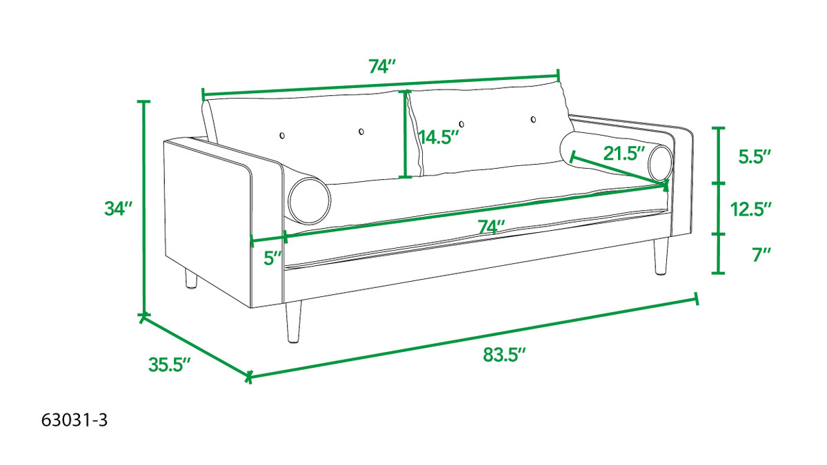 Jennifer Taylor Home Nicholas 83.5" Mid-Century Modern Sofa Olive Green