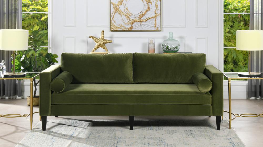 Jennifer Taylor Home Nicholi 84" Mid-Century Modern Sofa Olive Green