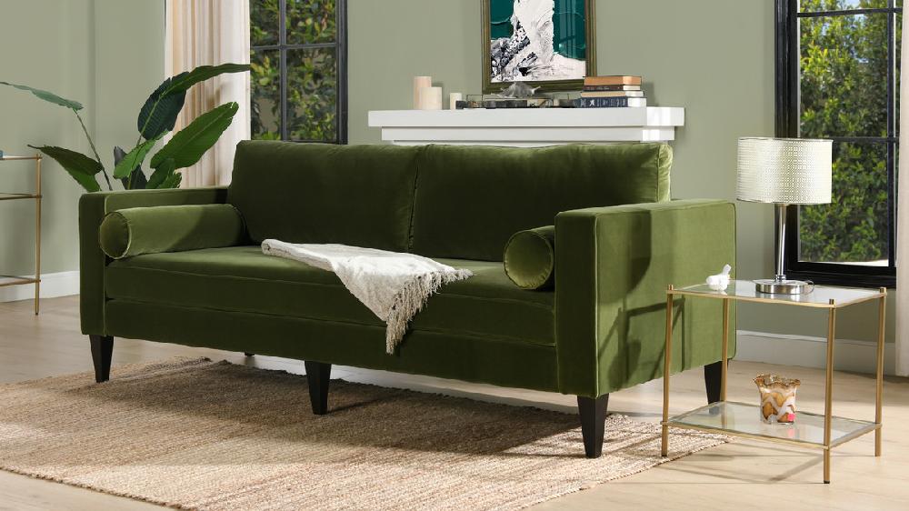Jennifer Taylor Home Nicholi 84" Mid-Century Modern Sofa Olive Green