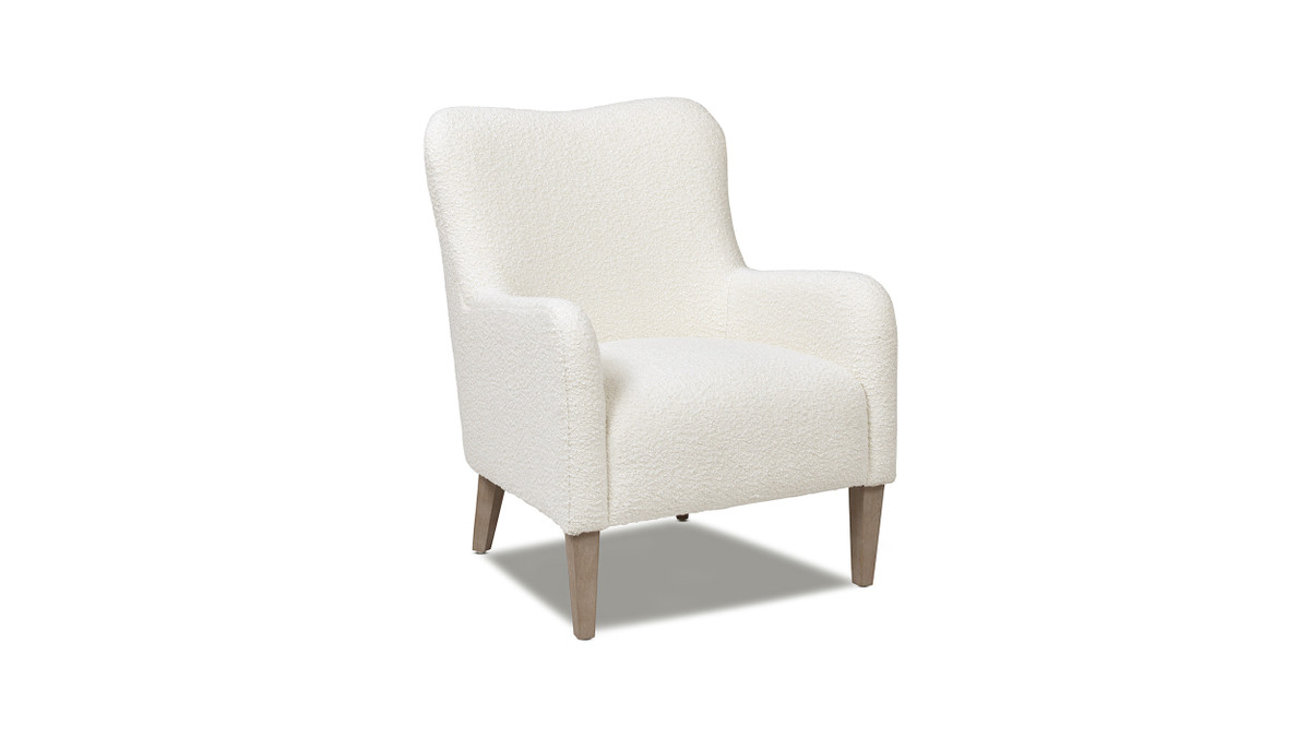 Jennifer Taylor Home Nimbus 27.5" Curved Accent Chair Ivory White Bouclé