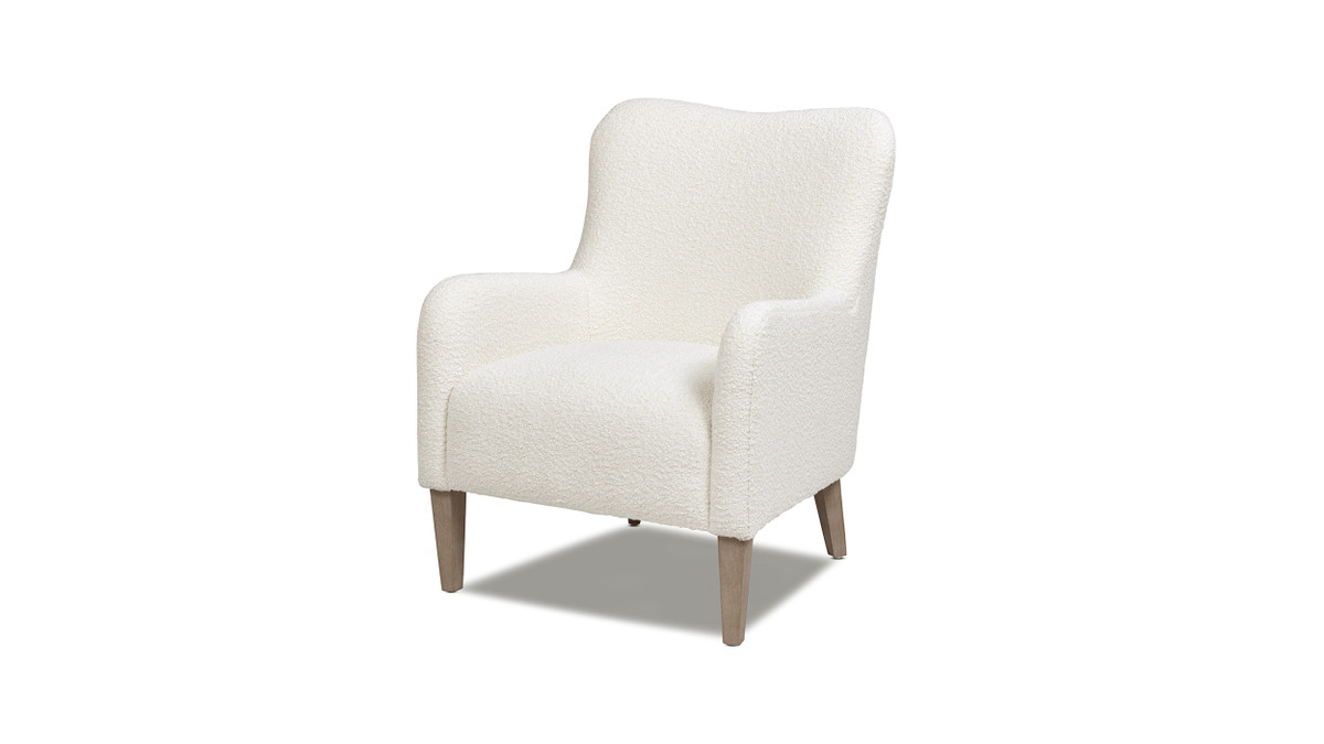 jennifer taylor home Nimbus 27.5" Curved Accent Chair Ivory White Bouclé