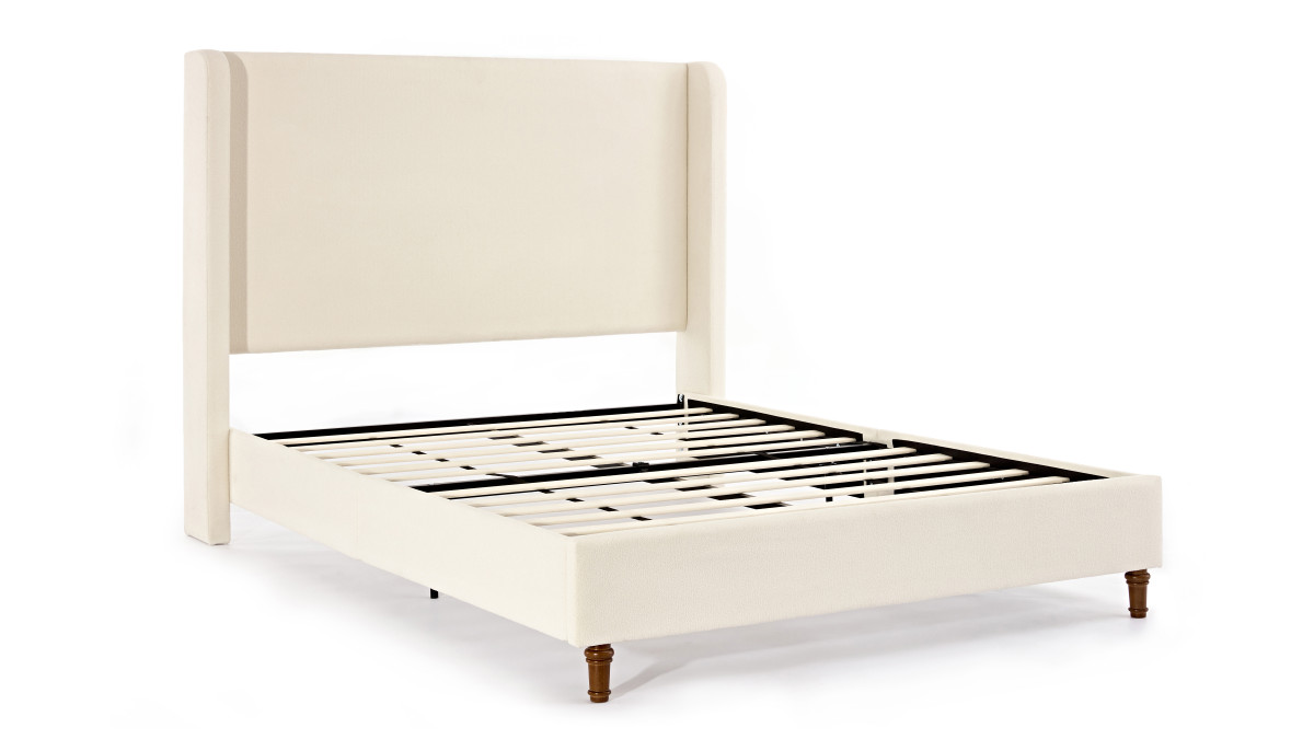 Jennifer Taylor Home Noelle Upholstered Wingback Platform Bed King Bouclé Ivory