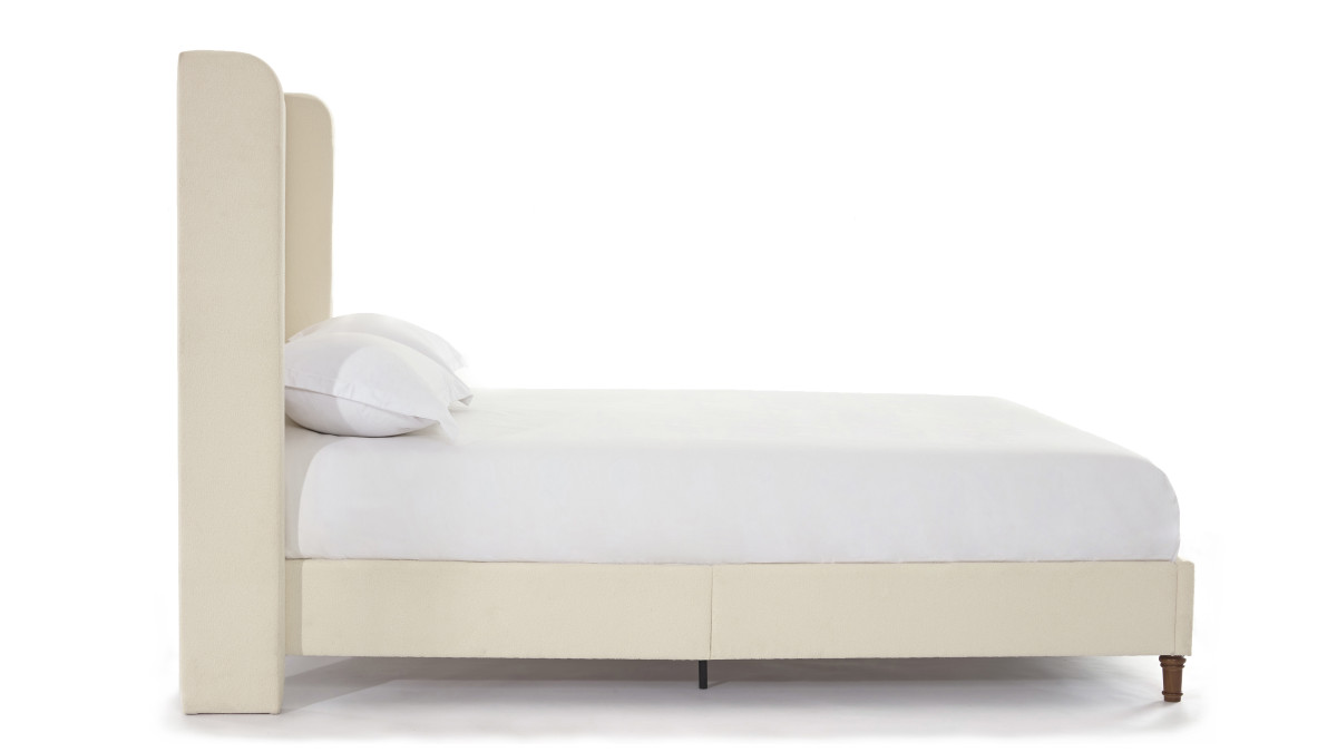 Jennifer Taylor Home Noelle Upholstered Wingback Platform Bed King Bouclé Ivory