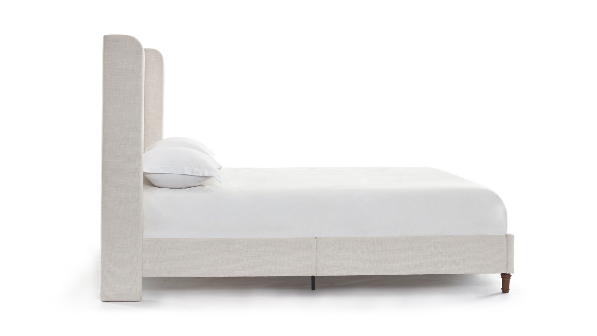 Jennifer Taylor Home Noelle Upholstered Wingback Platform Bed King Chenille Ivory