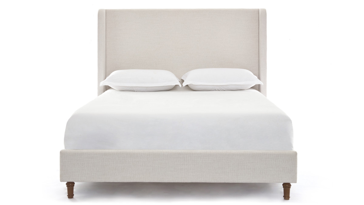 Jennifer Taylor Home Noelle Upholstered Wingback Platform Bed King Chenille Ivory