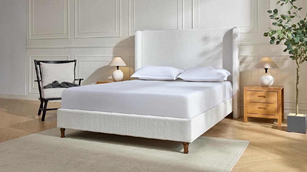 Jennifer Taylor Home Noelle Upholstered Wingback Platform Bed King Chenille Cream White