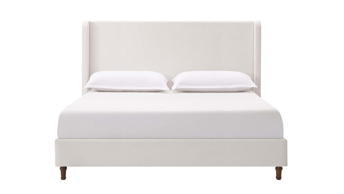 Jennifer Taylor Home Noelle Upholstered Wingback Platform Bed King Chenille Cream White