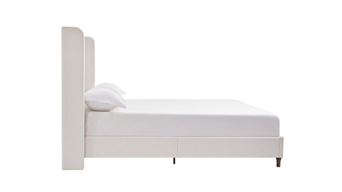 Jennifer Taylor Home Noelle Upholstered Wingback Platform Bed King Chenille Cream White