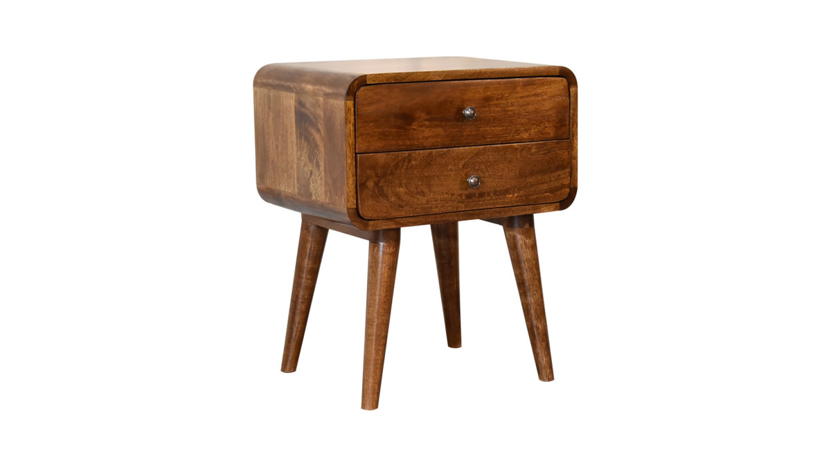 Jennifer Taylor Home Norden 17.7" Solid Wood Nightstand With 2 Drawers And Nordic Legs Chestnut Finish