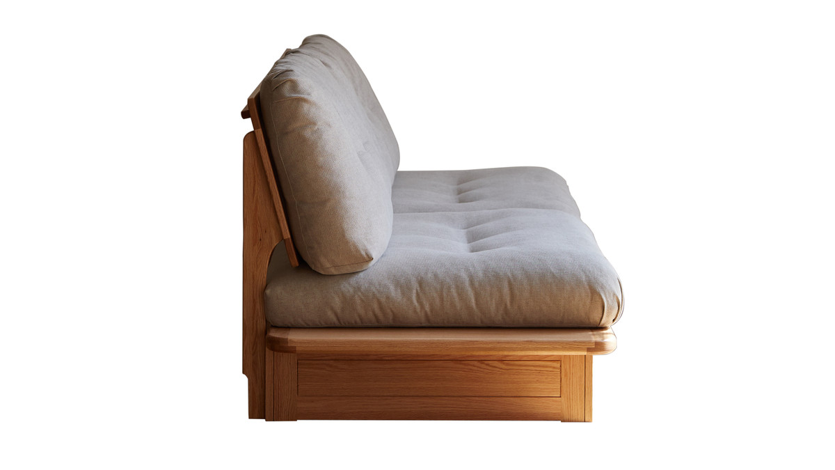 Jennifer Taylor Home Oakstead 107.87" Low Profile Solid Oak Wood Storage Sofa With Removable Cushions