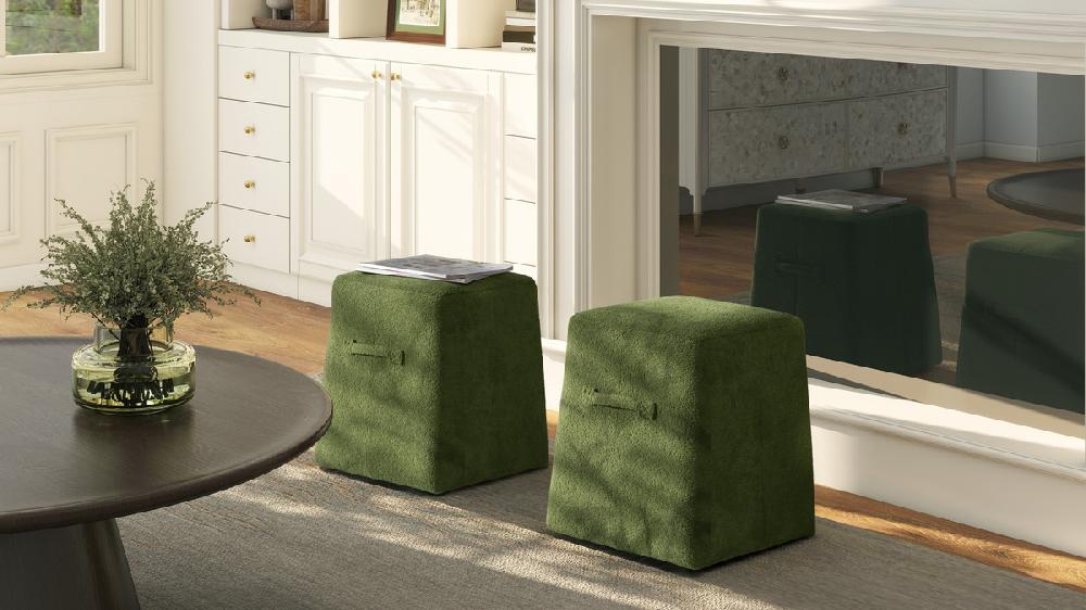 Jennifer Taylor Home Oliver 16" Tapered Square Upholstered Ottoman Moss Green