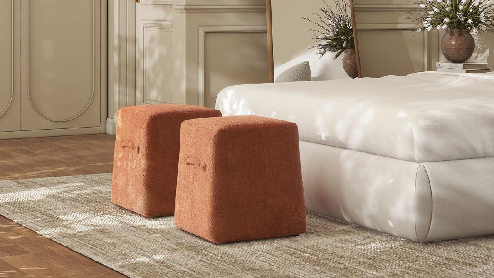 Jennifer Taylor Home Oliver 16" Tapered Square Upholstered Ottoman Spice Orange