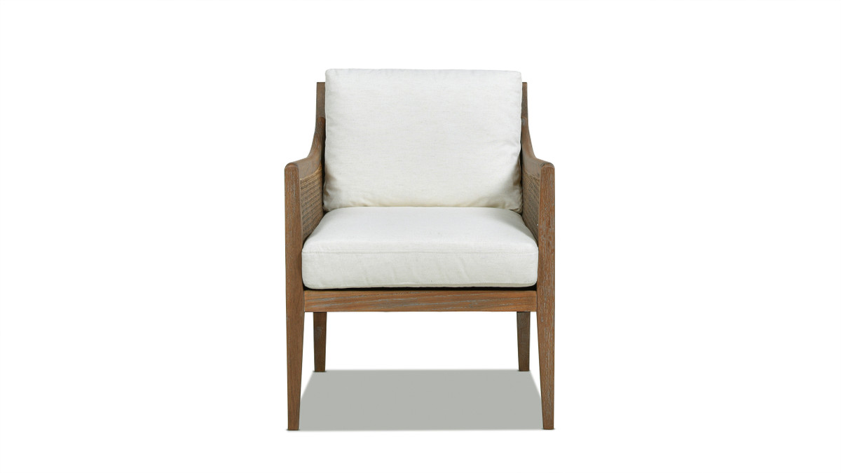 Jennifer Taylor Home Ontario 24.5" Oak & Rattan Upholstered Accent Arm Chair Natural White