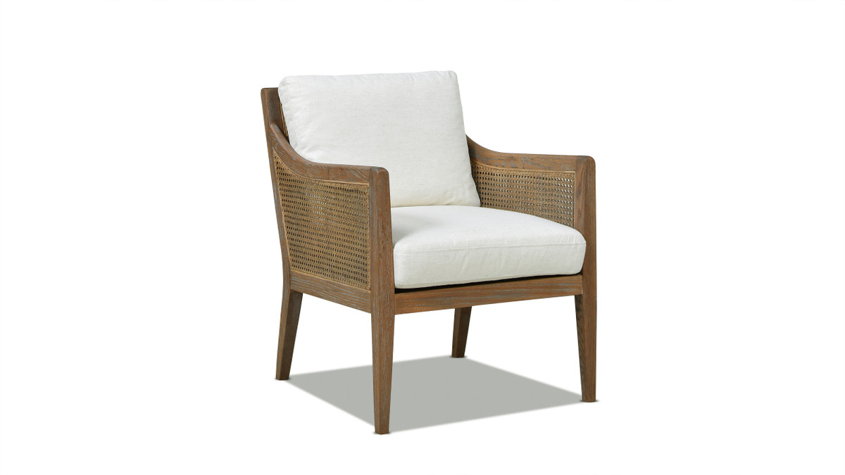 Jennifer Taylor Home Ontario 24.5" Oak & Rattan Upholstered Accent Arm Chair Natural White