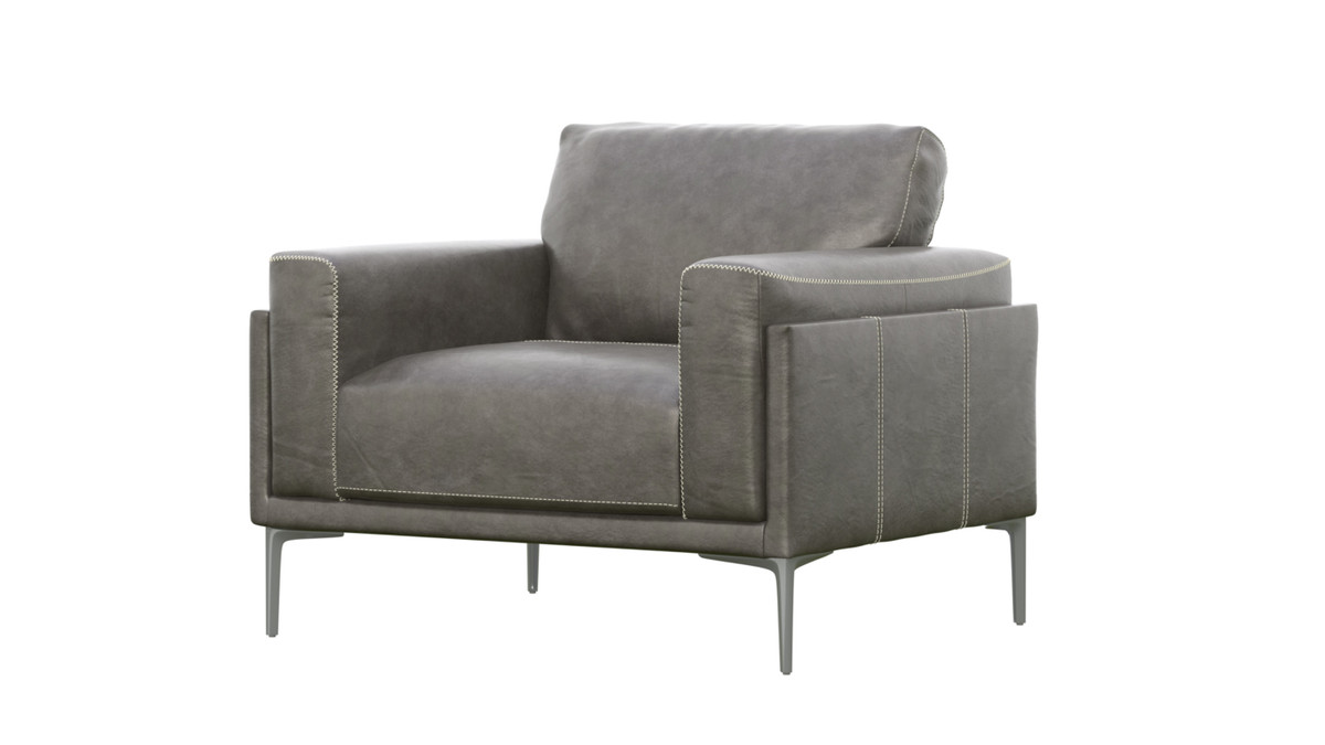 jennifer taylor home Orin 44" Genuine Leather Armchair with Metal Legs