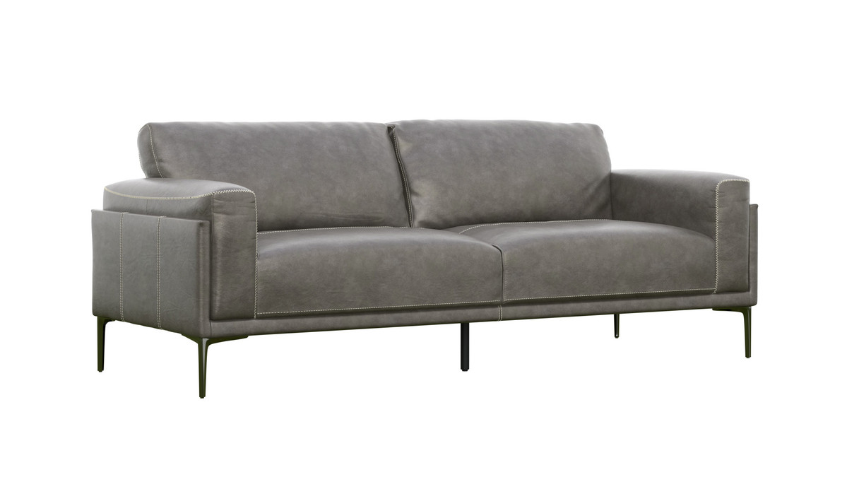 Jennifer Taylor Home Orin 84" Genuine Leather Sofa With Metal Legs And Streamlined Modern Silhouette