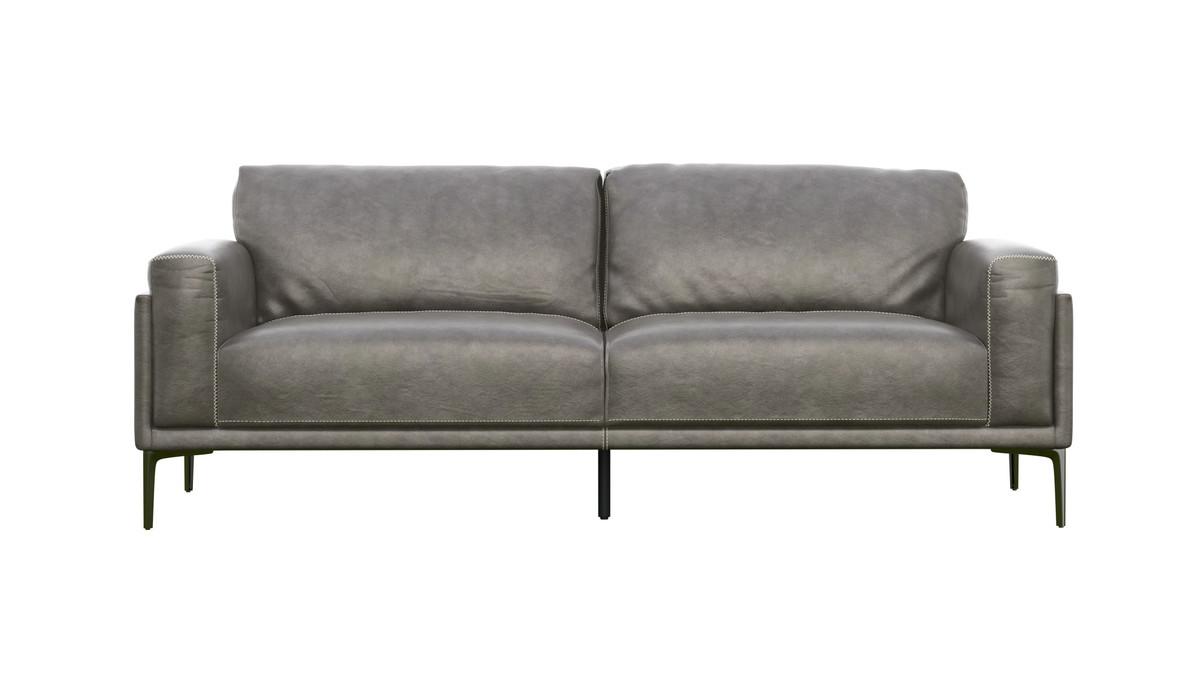 jennifer taylor home Orin 84" Genuine Leather Sofa with Metal Legs and Streamlined Modern Silhouette