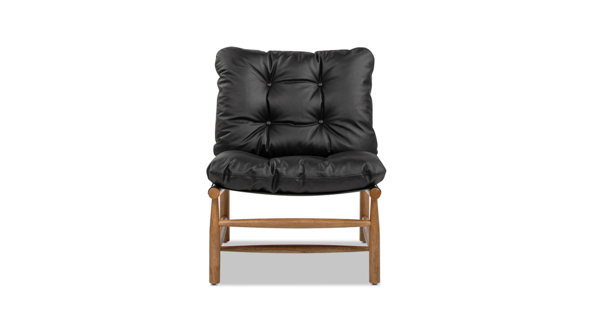 Jennifer Taylor Home Oxford 26.5" Leather Mid-Century Modern Accent Chair Noir Black