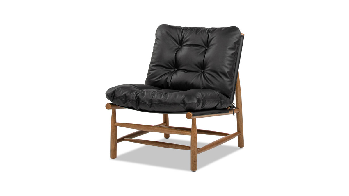 jennifer taylor home Oxford 26.5" Leather Mid-Century Modern Accent Chair Noir Black