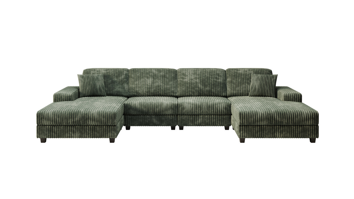 jennifer taylor home Palmer 139.76" U-Shaped Corduroy Sectional Sofa with Built-In Armrest Storage Green jennifer taylor home Palmer 139.76" U-Shaped Corduroy Sectional Sofa with Built-In Armrest Storage Green