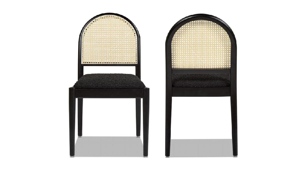 Jennifer Taylor Home Panama 18.5" Curved Cane Rattan Side Dining Chair Set Of 2 Ebony Black Bouclé