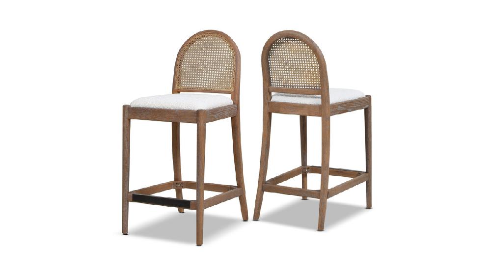 jennifer taylor home Panama 26.5" Curved Back Cane Rattan Counter Stool Set of 2 Ivory White Bouclé jennifer taylor home Panama 26.5" Curved Back Cane Rattan Counter Stool Set of 2 Ivory White Bouclé