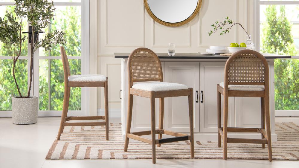 Jennifer Taylor Home Panama Curved Back Cane Rattan Bar And Counter Stool Set Of 2