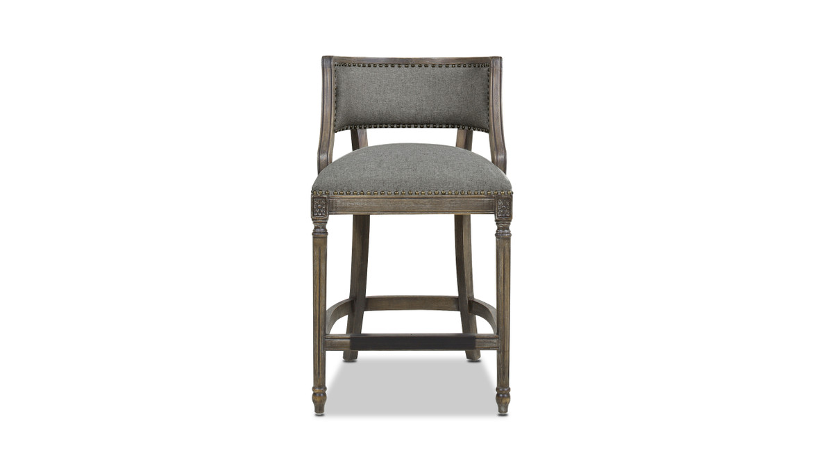 Jennifer Taylor Home Paris 26” Farmhouse Counter Height Bar Stool With Backrest Heathered Grey