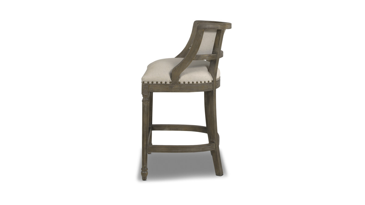 Jennifer Taylor Home Paris 26” Farmhouse Counter Height Bar Stool With Backrest Light Beige