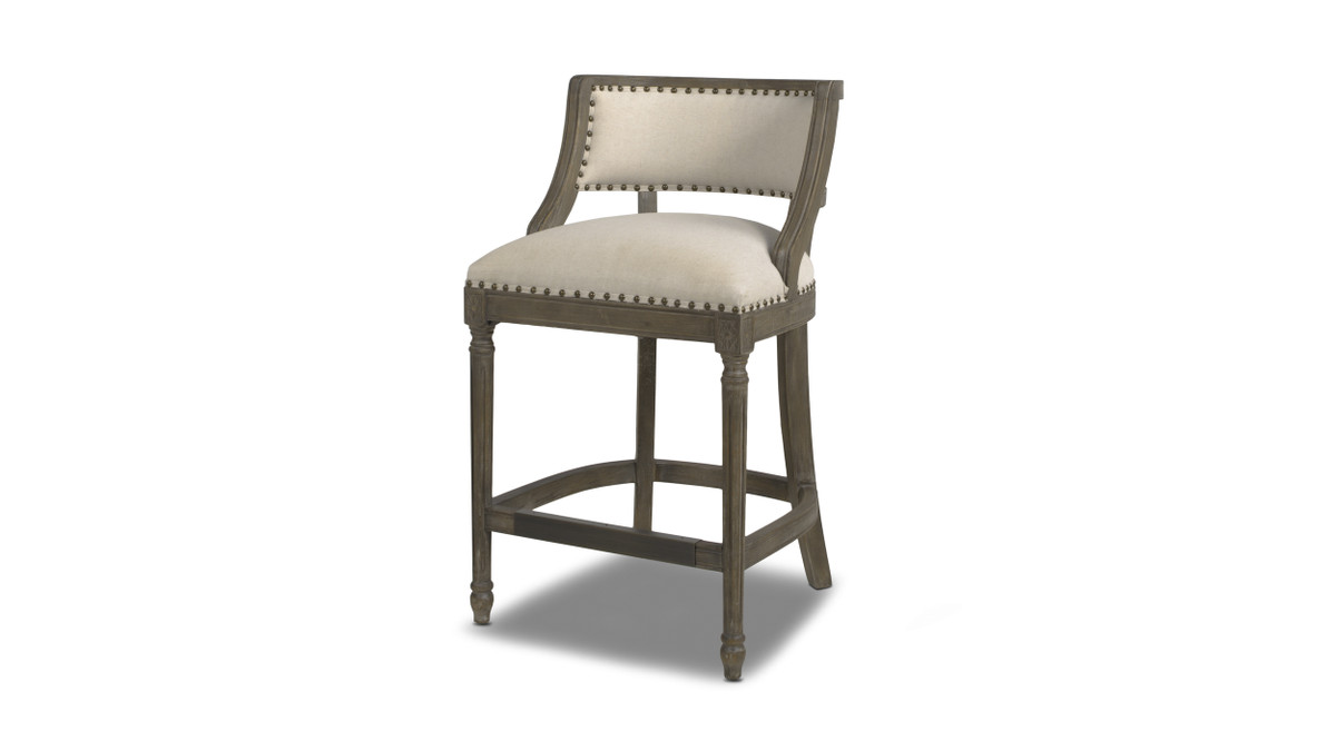 jennifer taylor home Paris 26” Farmhouse Counter Height Bar Stool with Backrest Light Beige