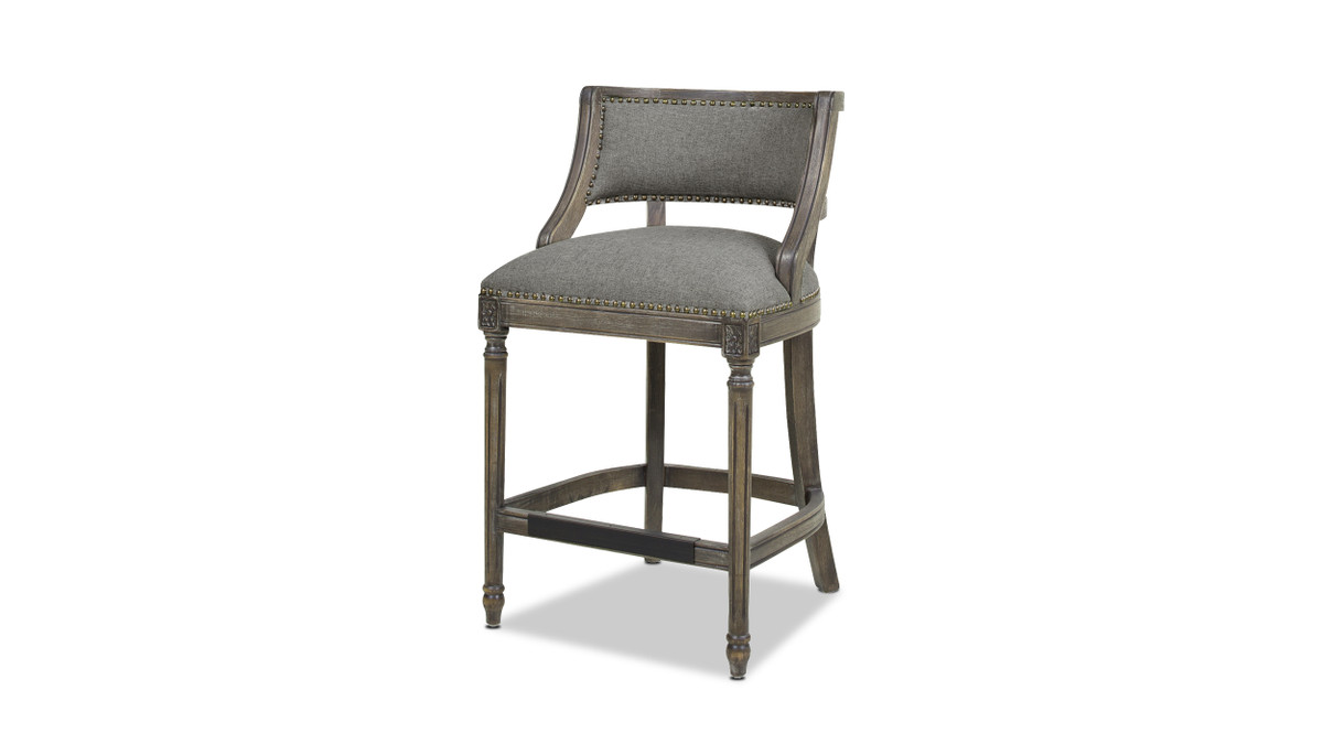 jennifer taylor home Paris 26” Farmhouse Counter Height Bar Stool with Backrest Heathered Grey